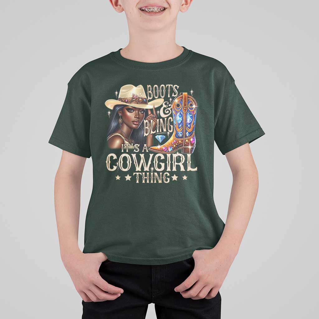 Cowgirl T Shirt For Kid Boots & Bling Its A Cowgirl Thing Melanin Rodeo