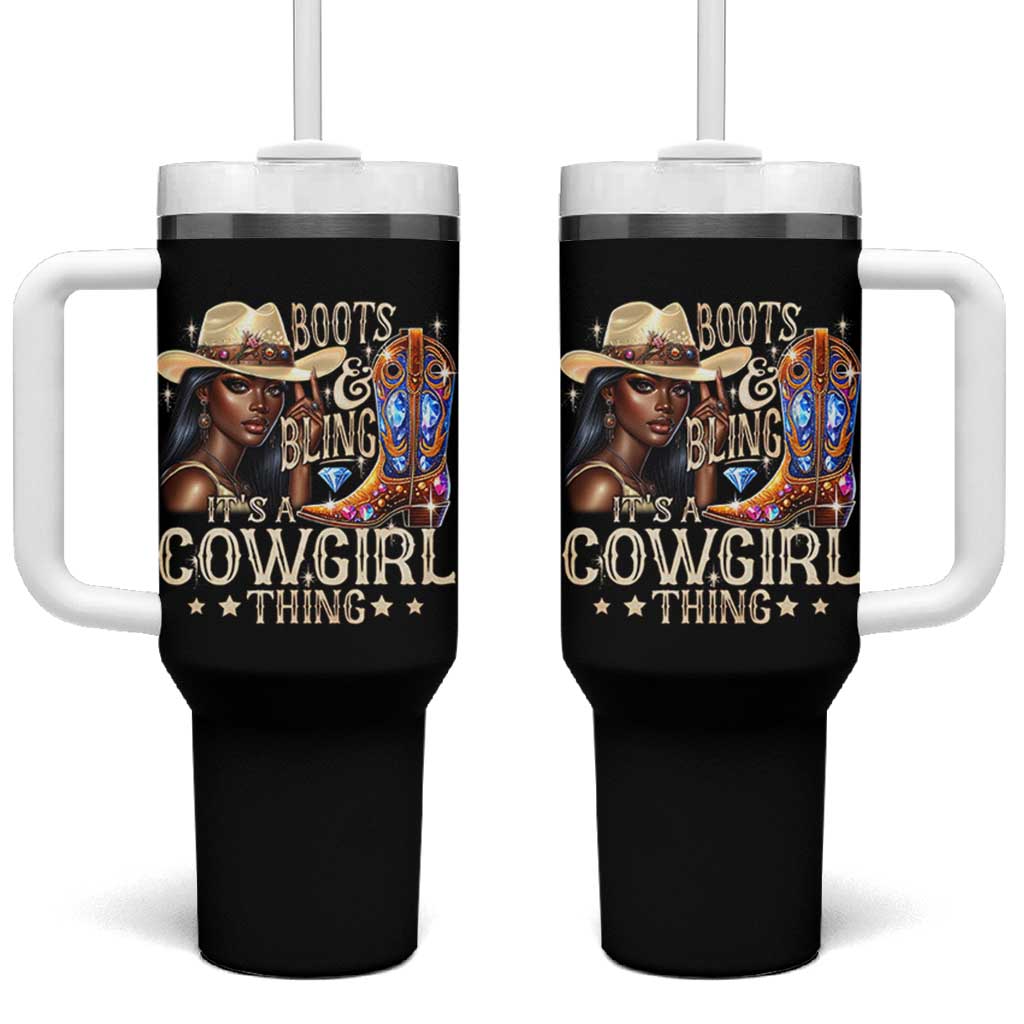 Cowgirl Tumbler With Handle Boots & Bling Its A Cowgirl Thing Melanin Rodeo