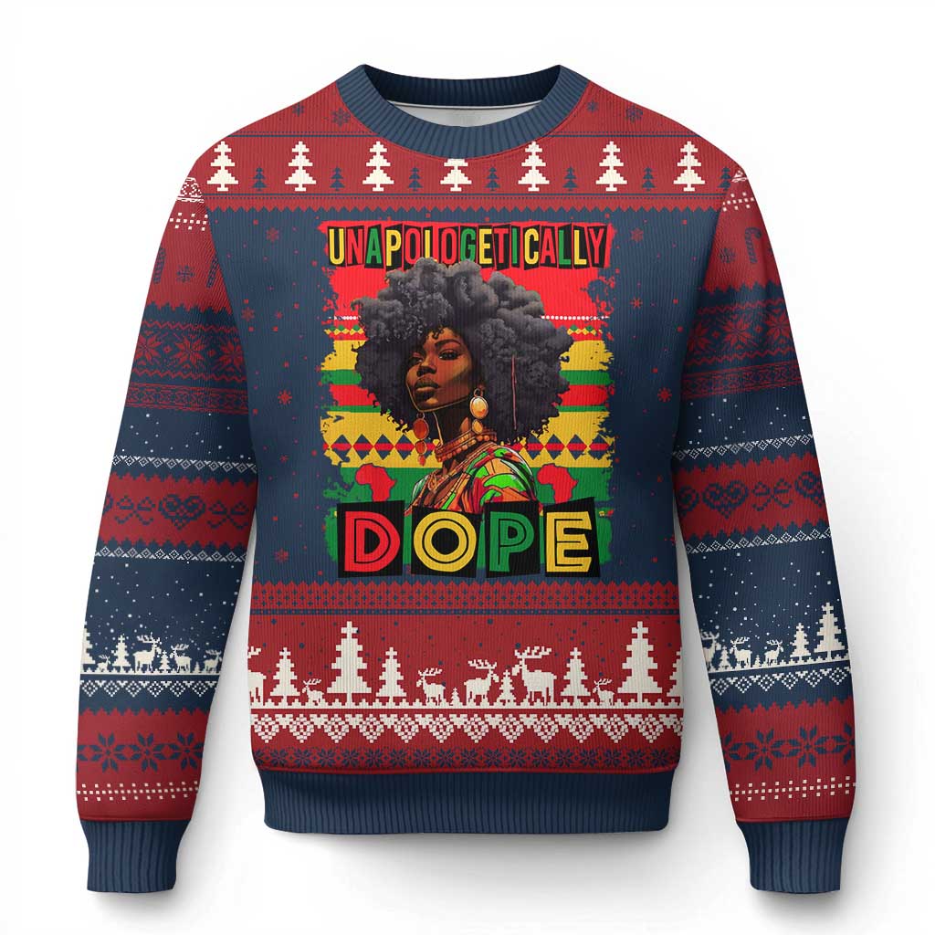 Black Women Unapologetically Dope Ugly Christmas Sweater Juneteenth Black History - Wonder Print Shop