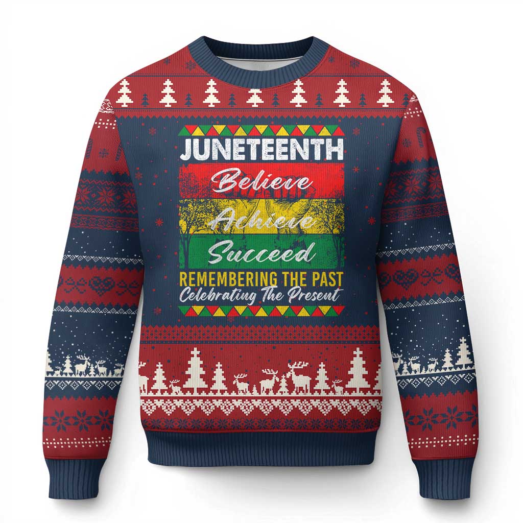 Juneteenth 1865 Ugly Christmas Sweater Remembering The Past Black Freedom African Independence Day - Wonder Print Shop