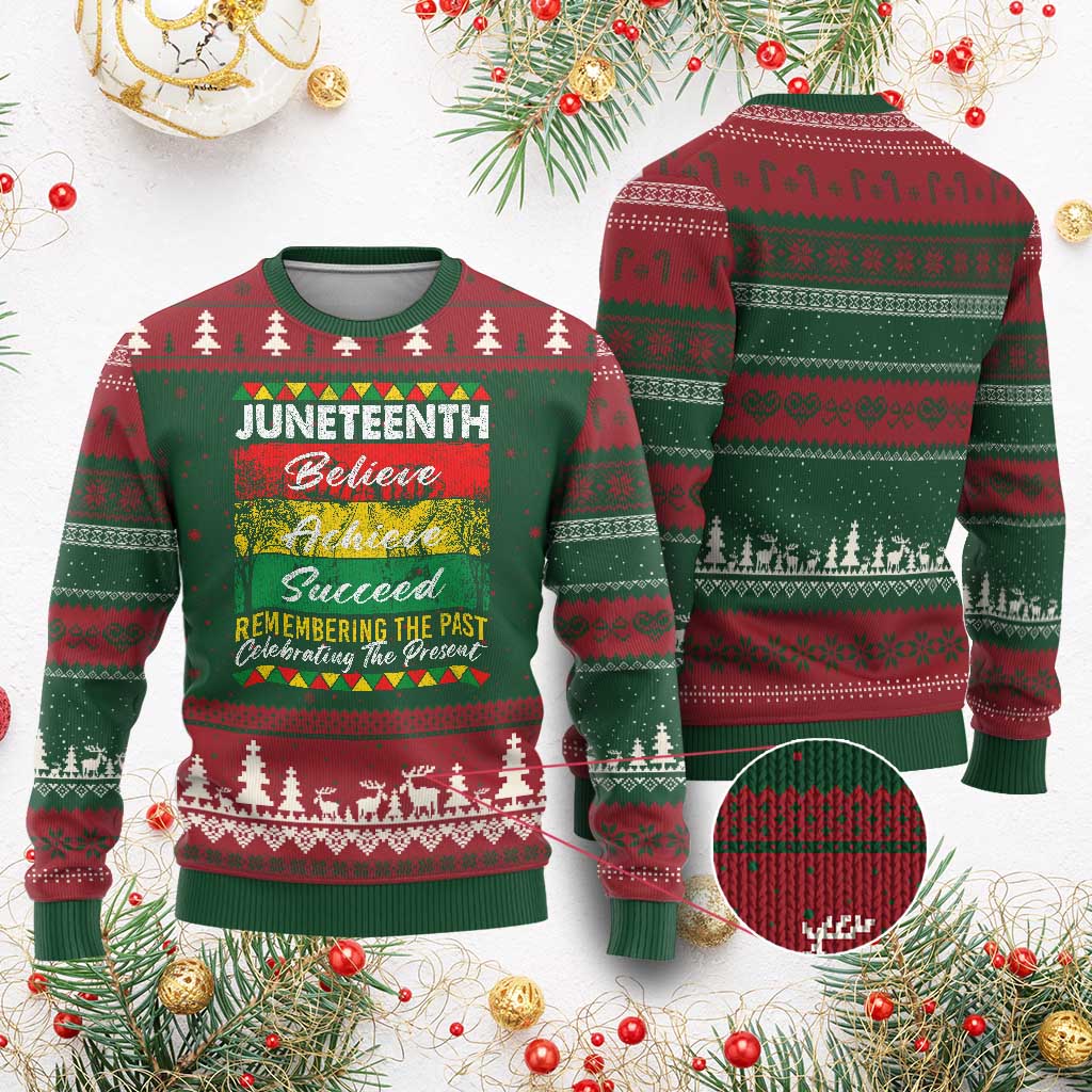 Juneteenth 1865 Ugly Christmas Sweater Remembering The Past Black Freedom African Independence Day - Wonder Print Shop