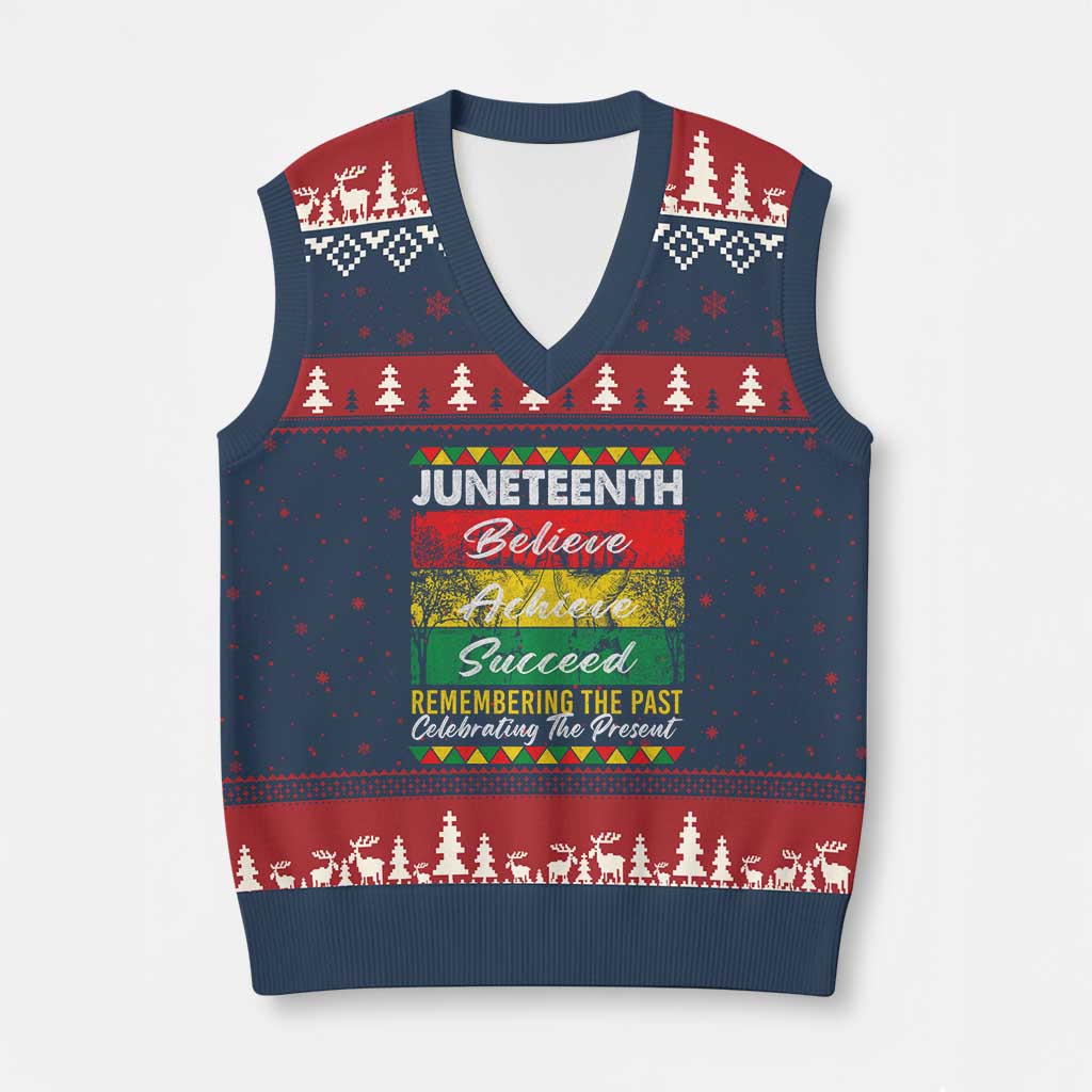 Juneteenth 1865 V-Neck Knit Sweater Vest Remembering The Past Black Freedom African Independence Day - Wonder Print Shop