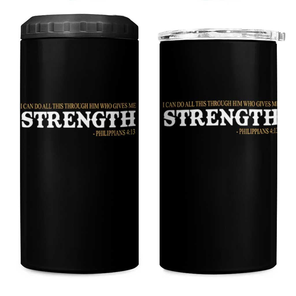 Christian Bible 4 in 1 Can Cooler Tumbler Philippians 4:13 Motivational Quote Inspirational Bible Verses