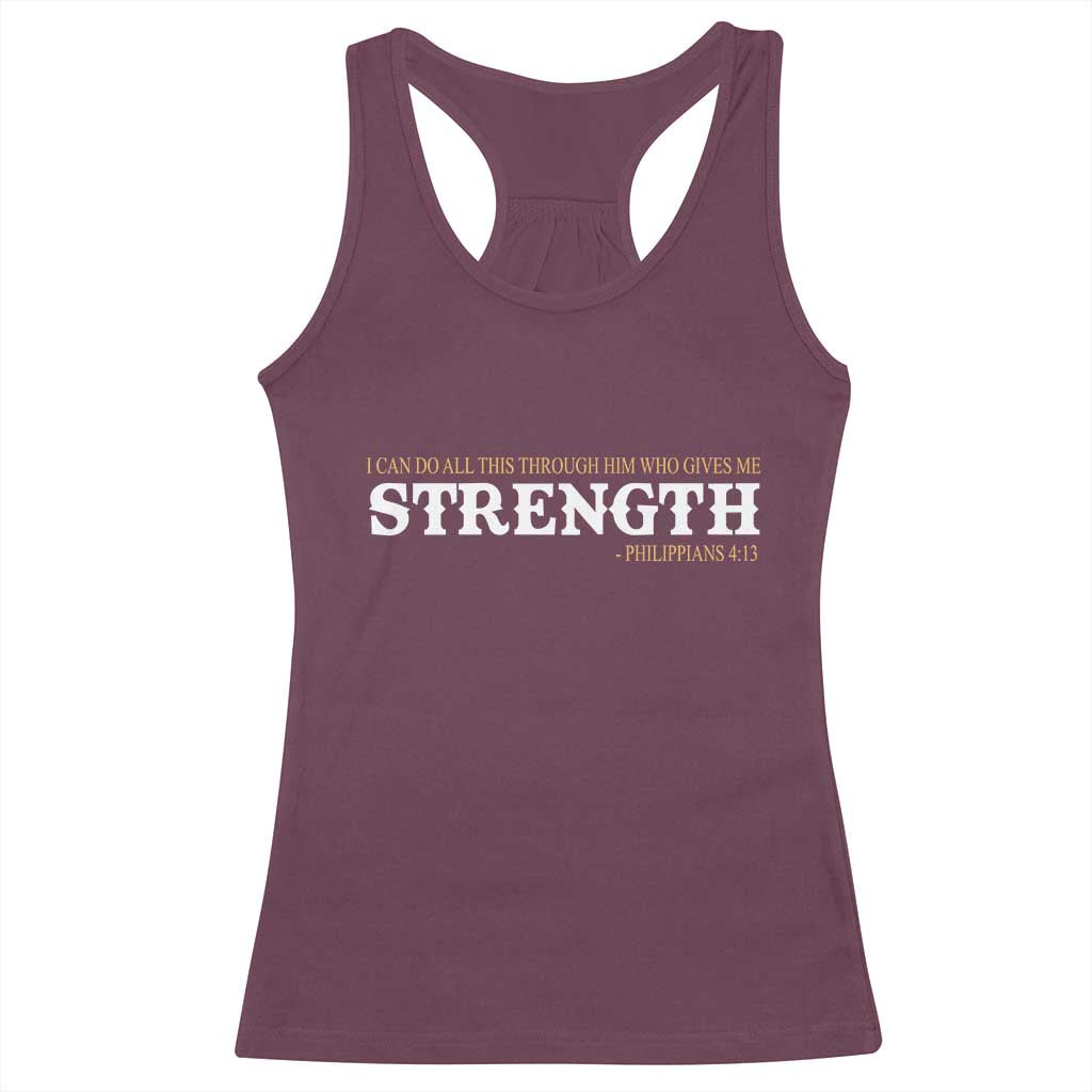 Christian Bible Racerback Tank Top Philippians 4:13 Motivational Quote Inspirational Bible Verses
