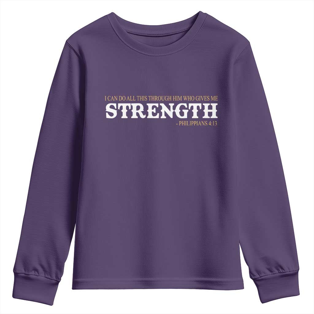 Christian Bible Youth Sweatshirt Philippians 4:13 Motivational Quote Inspirational Bible Verses