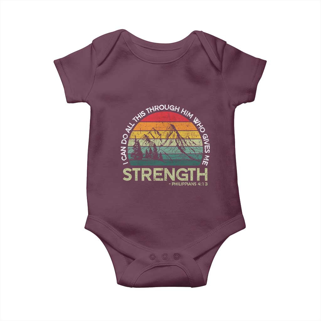 Vintage Christian Bible Baby Onesie Philippians 4:13 Motivational Quote Inspirational Bible Verses - Wonder Print Shop