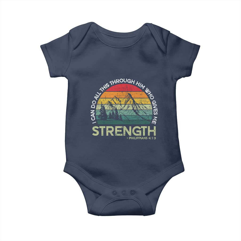 Vintage Christian Bible Baby Onesie Philippians 4:13 Motivational Quote Inspirational Bible Verses - Wonder Print Shop
