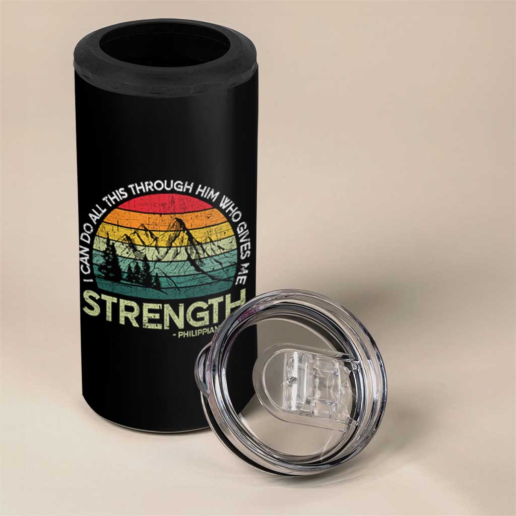 Vintage Christian Bible 4 in 1 Can Cooler Tumbler Philippians 4:13 Motivational Quote Inspirational Bible Verses - Wonder Print Shop