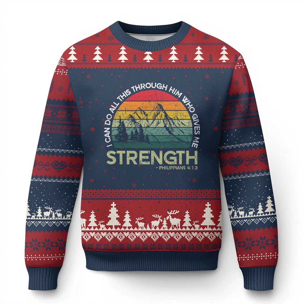 Vintage Christian Bible Ugly Christmas Sweater Philippians 4:13 Motivational Quote Inspirational Bible Verses - Wonder Print Shop
