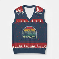 Vintage Christian Bible V-Neck Knit Sweater Vest Philippians 4:13 Motivational Quote Inspirational Bible Verses - Wonder Print Shop