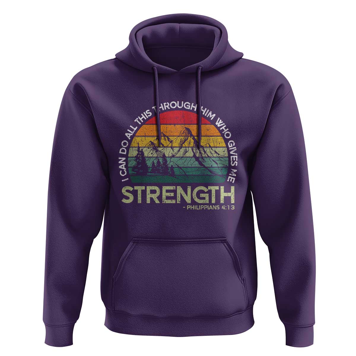 Vintage Christian Bible Hoodie Philippians 4:13 Motivational Quote Inspirational Bible Verses - Wonder Print Shop