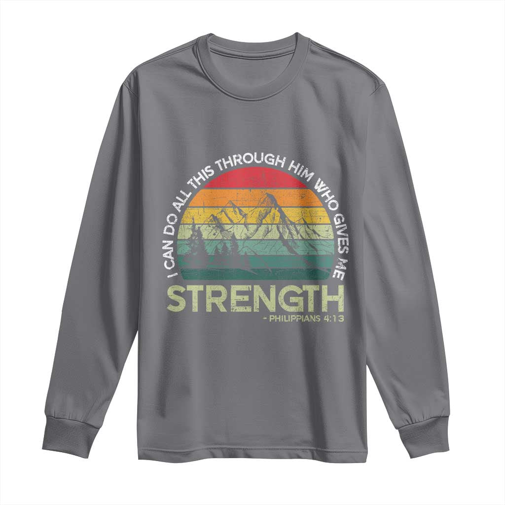 Vintage Christian Bible Long Sleeve Shirt Philippians 4:13 Motivational Quote Inspirational Bible Verses - Wonder Print Shop