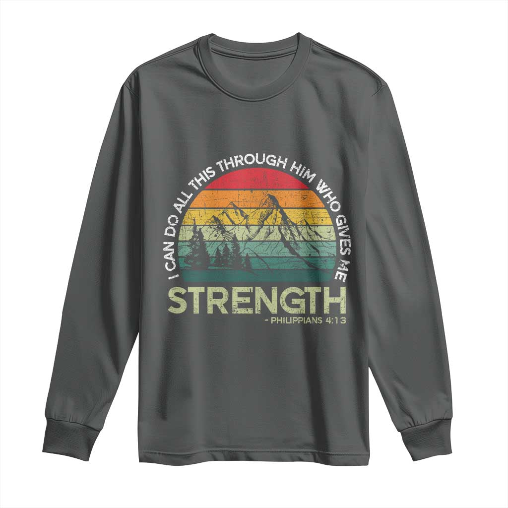 Vintage Christian Bible Long Sleeve Shirt Philippians 4:13 Motivational Quote Inspirational Bible Verses - Wonder Print Shop