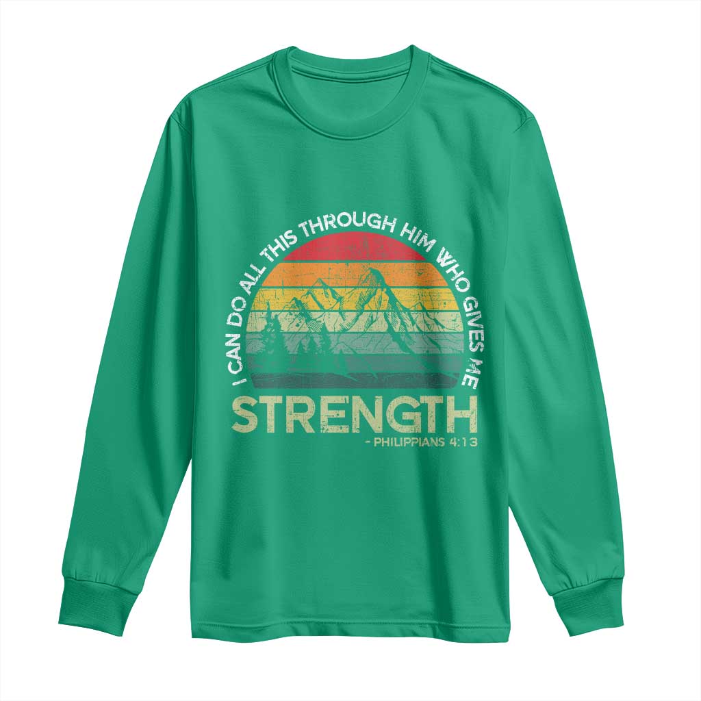 Vintage Christian Bible Long Sleeve Shirt Philippians 4:13 Motivational Quote Inspirational Bible Verses - Wonder Print Shop