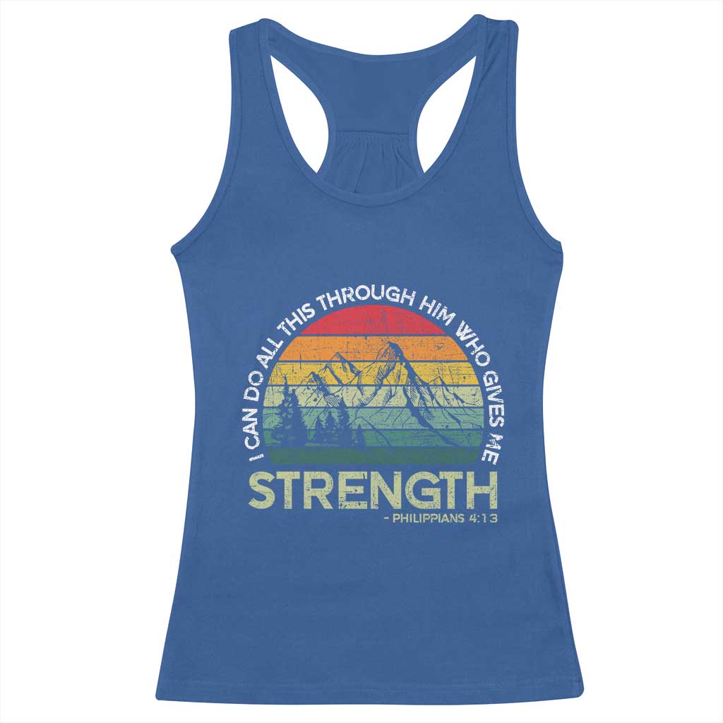 Vintage Christian Bible Racerback Tank Top Philippians 4:13 Motivational Quote Inspirational Bible Verses - Wonder Print Shop