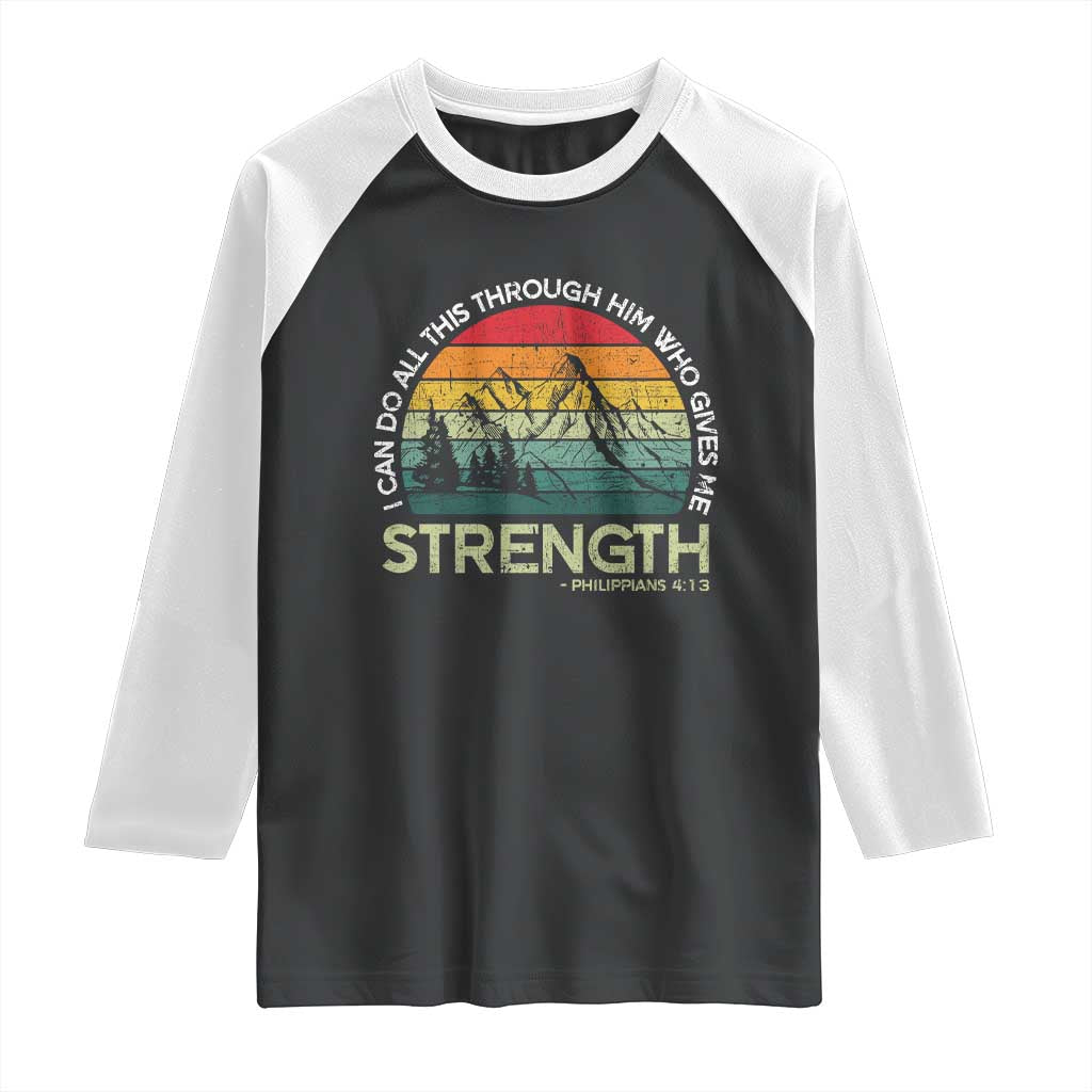 Vintage Christian Bible Raglan Shirt Philippians 4:13 Motivational Quote Inspirational Bible Verses - Wonder Print Shop