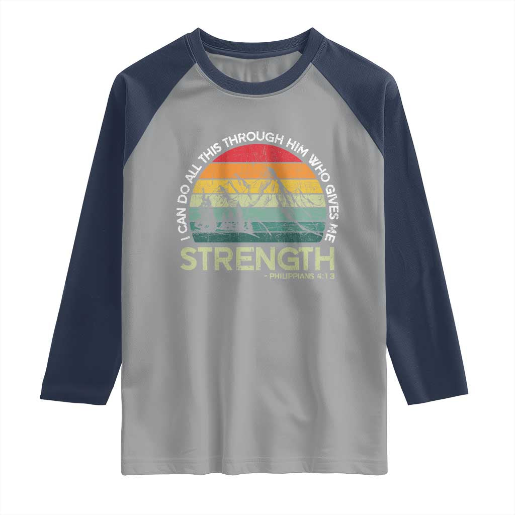 Vintage Christian Bible Raglan Shirt Philippians 4:13 Motivational Quote Inspirational Bible Verses - Wonder Print Shop