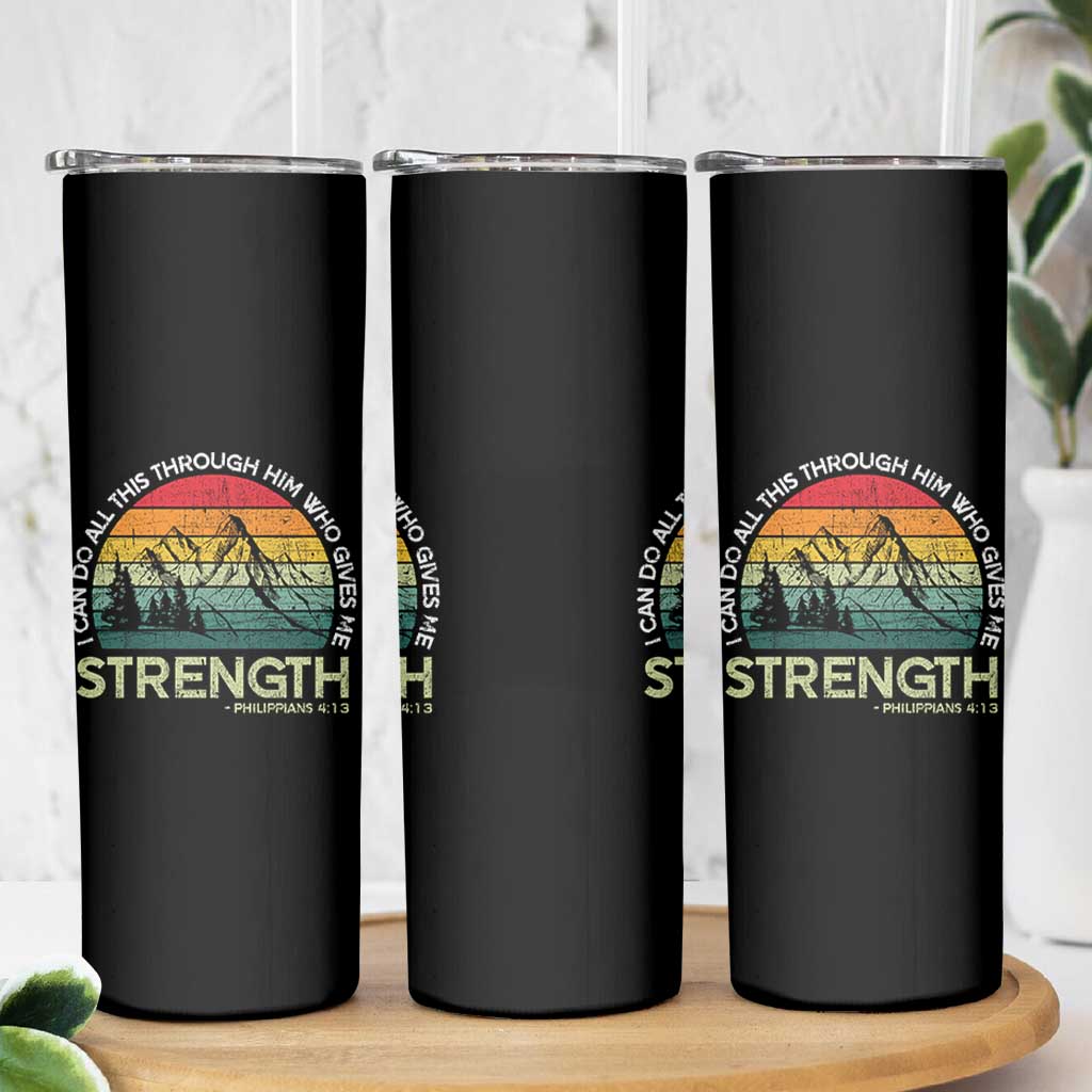 Vintage Christian Bible Skinny Tumbler Philippians 4:13 Motivational Quote Inspirational Bible Verses - Wonder Print Shop