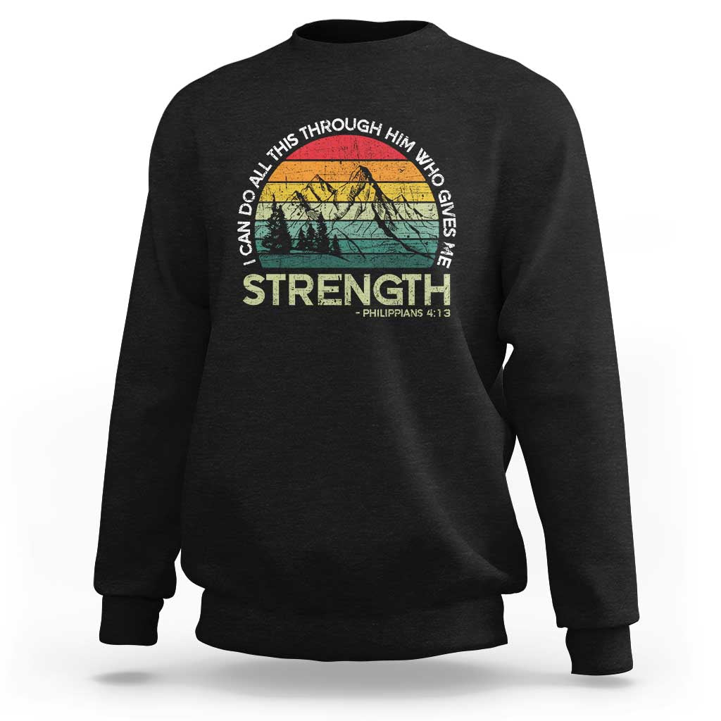 Vintage Christian Bible Sweatshirt Philippians 4:13 Motivational Quote Inspirational Bible Verses - Wonder Print Shop