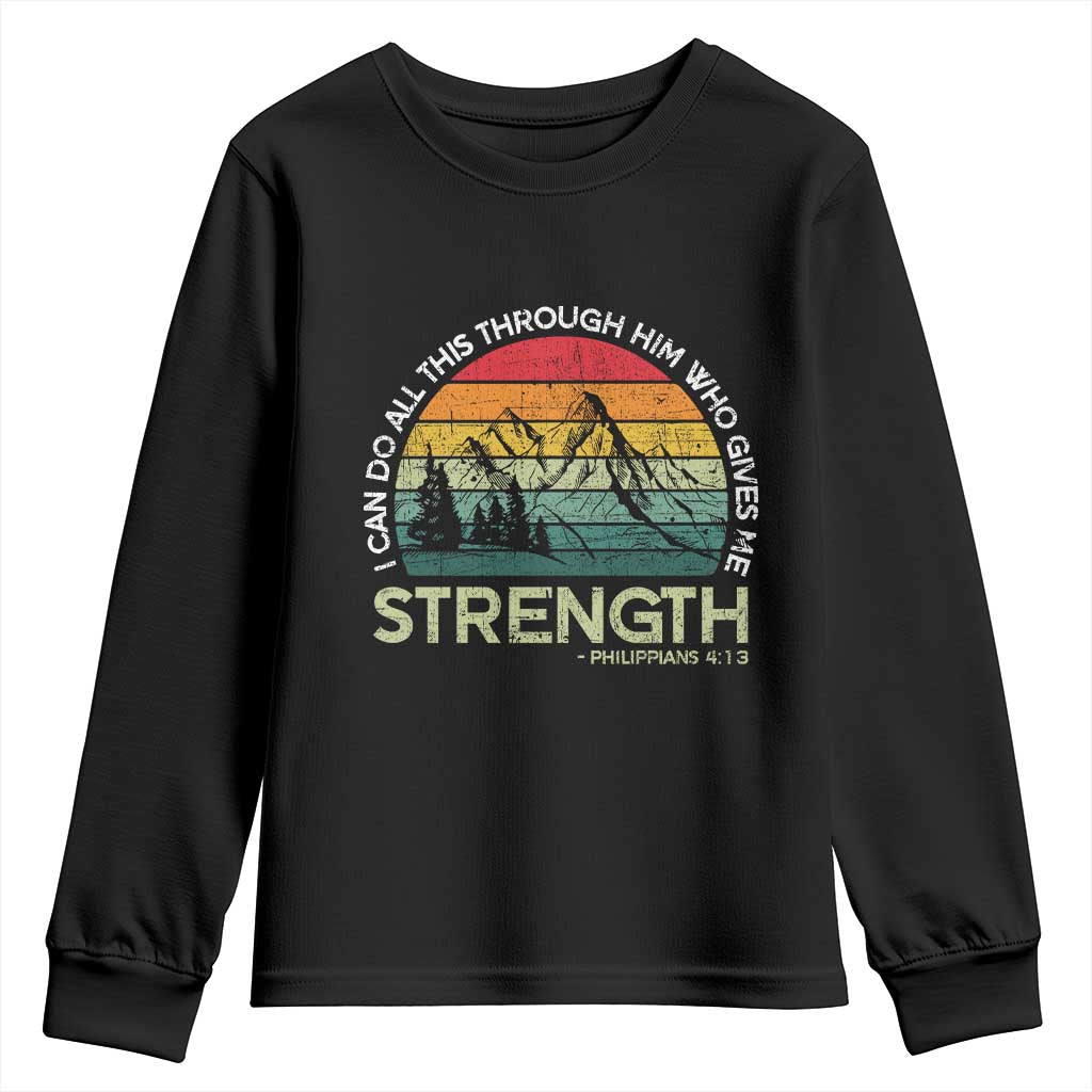 Vintage Christian Bible Youth Sweatshirt Philippians 4:13 Motivational Quote Inspirational Bible Verses - Wonder Print Shop