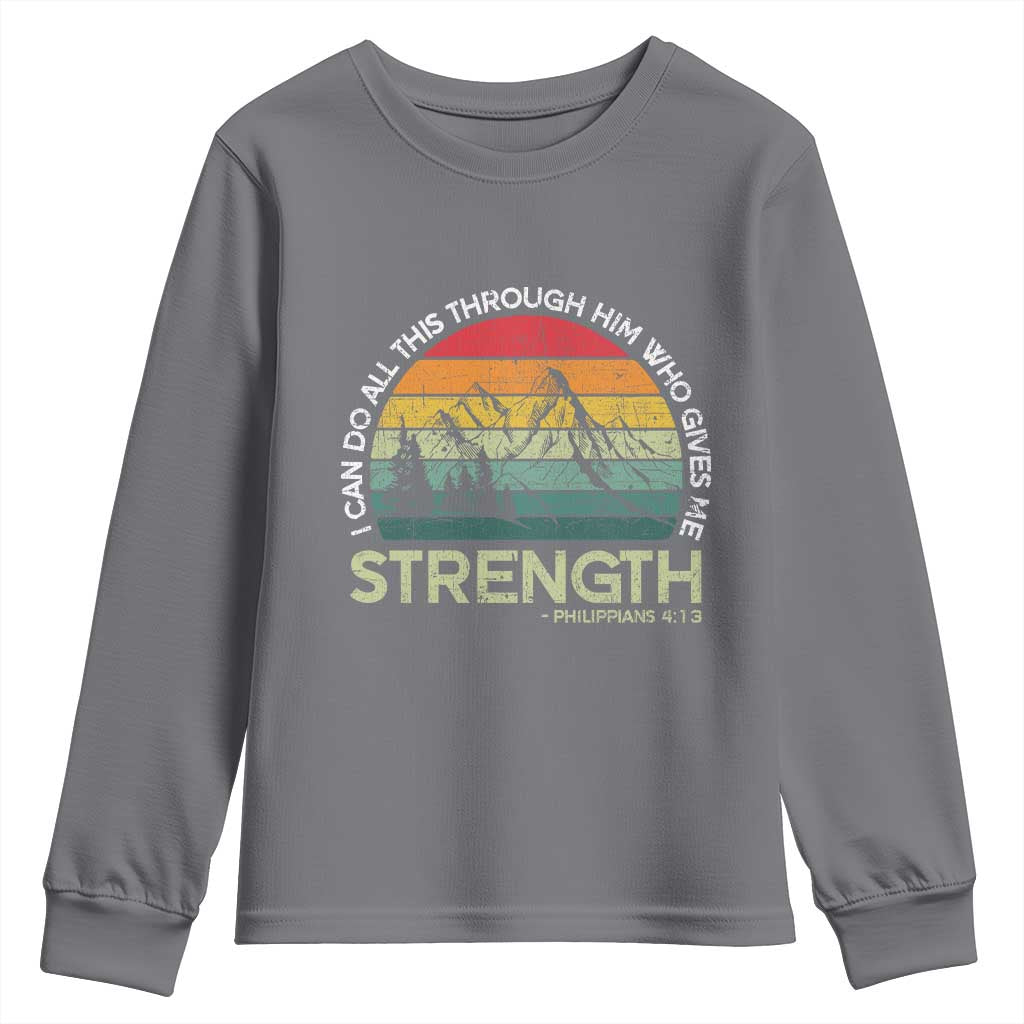 Vintage Christian Bible Youth Sweatshirt Philippians 4:13 Motivational Quote Inspirational Bible Verses - Wonder Print Shop