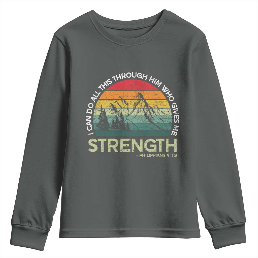 Vintage Christian Bible Youth Sweatshirt Philippians 4:13 Motivational Quote Inspirational Bible Verses - Wonder Print Shop