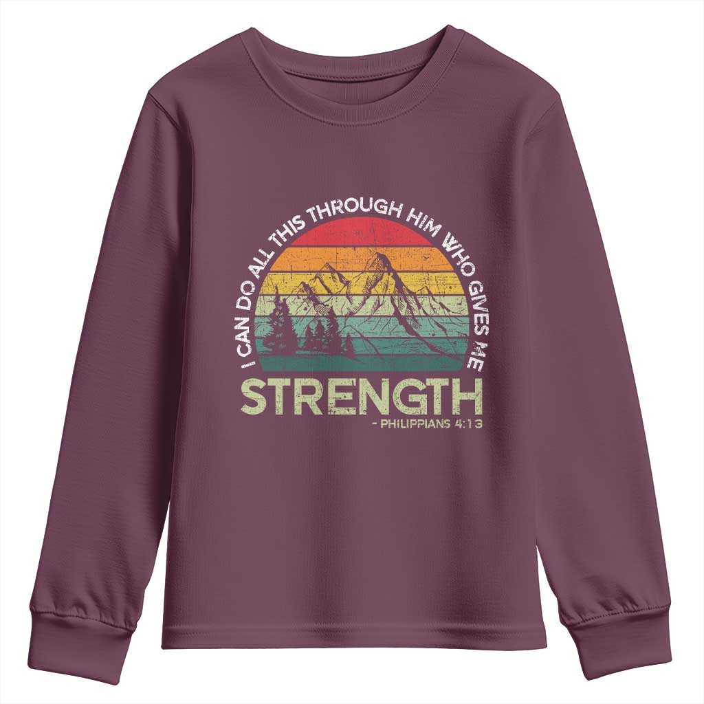 Vintage Christian Bible Youth Sweatshirt Philippians 4:13 Motivational Quote Inspirational Bible Verses - Wonder Print Shop