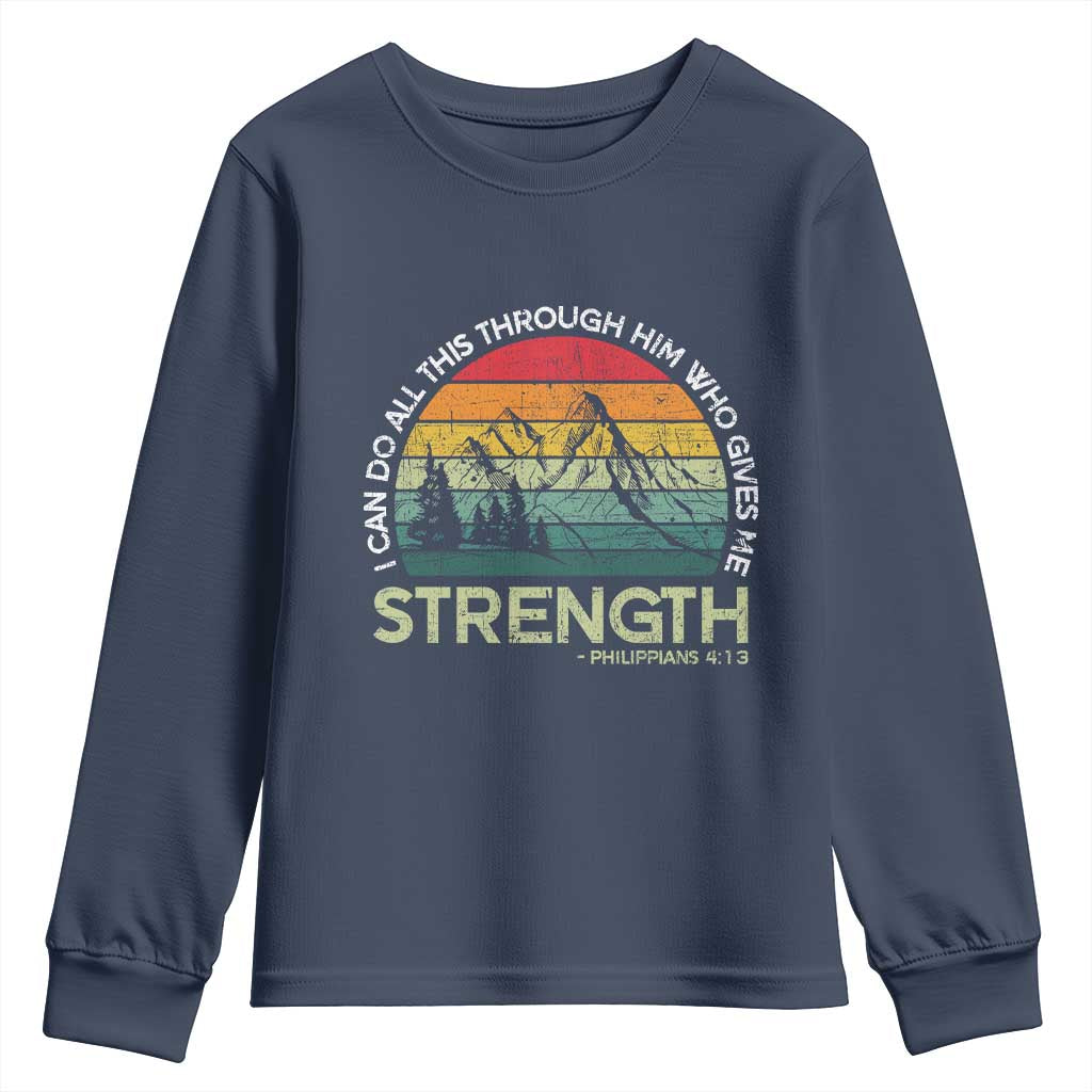 Vintage Christian Bible Youth Sweatshirt Philippians 4:13 Motivational Quote Inspirational Bible Verses - Wonder Print Shop
