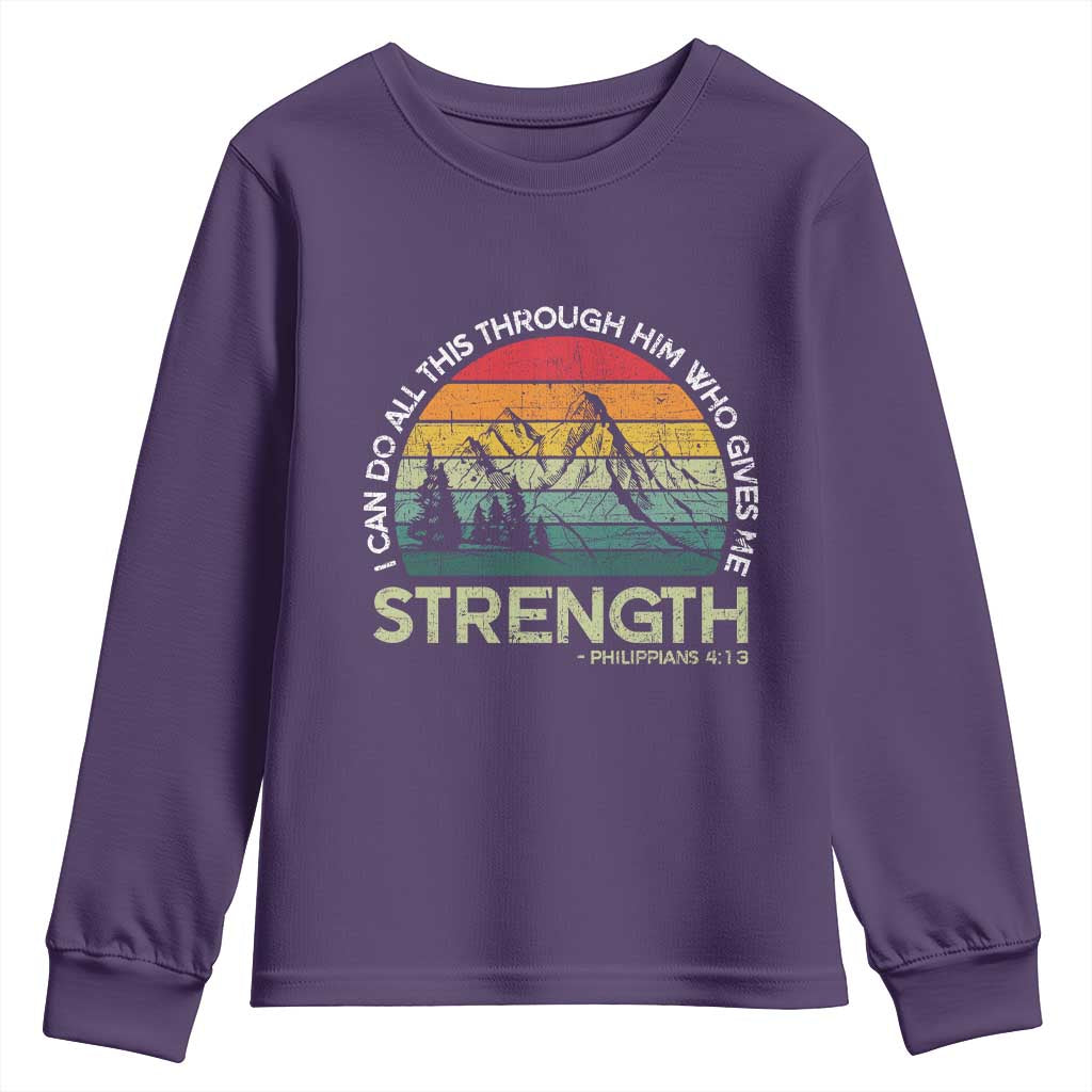 Vintage Christian Bible Youth Sweatshirt Philippians 4:13 Motivational Quote Inspirational Bible Verses - Wonder Print Shop