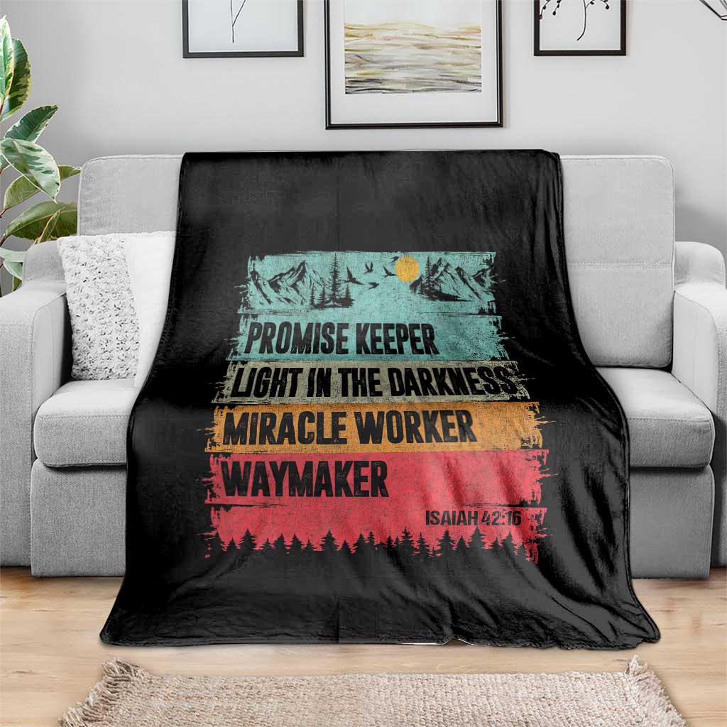 Vintage Christian Worship Throw Blanket Isaiah 42:16 Waymaker Promise Keeper Miracle Worker - Wonder Print Shop