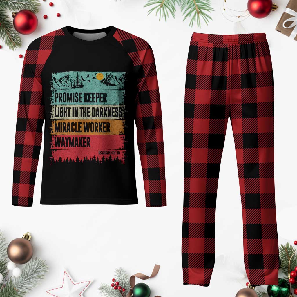Vintage Christian Worship Plaid Pajama Set Isaiah 42:16 Waymaker Promise Keeper Miracle Worker - Wonder Print Shop