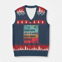 Vintage Christian Worship V-Neck Knit Sweater Vest Isaiah 42:16 Waymaker Promise Keeper Miracle Worker - Wonder Print Shop