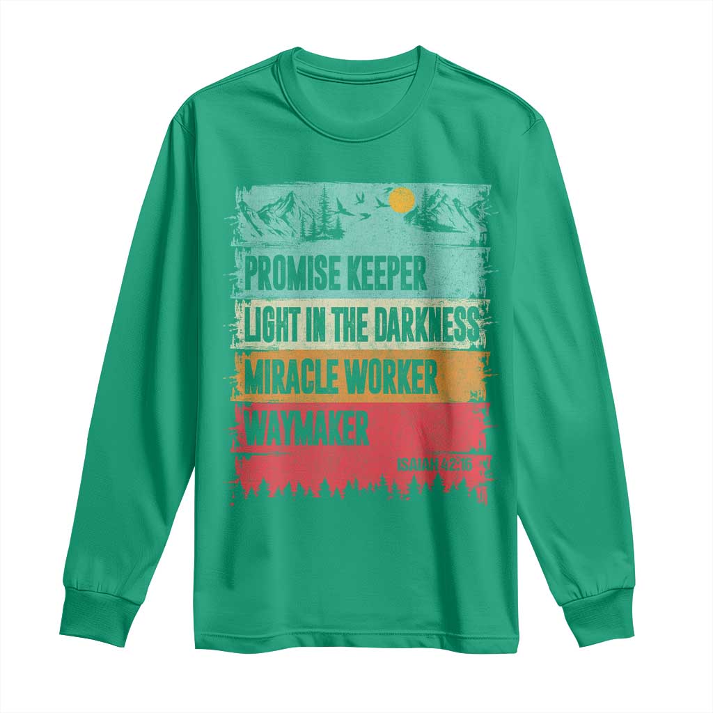 Vintage Christian Worship Long Sleeve Shirt Isaiah 42:16 Waymaker Promise Keeper Miracle Worker - Wonder Print Shop