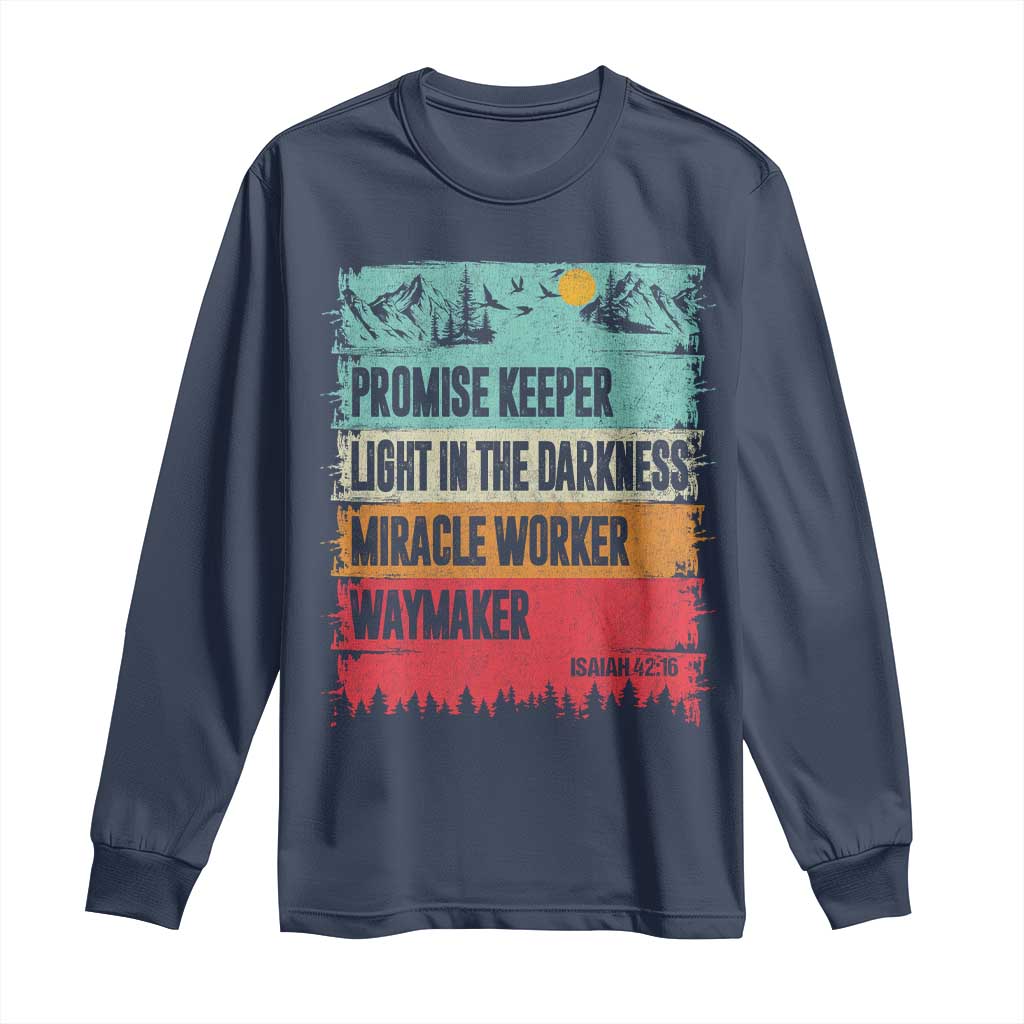 Vintage Christian Worship Long Sleeve Shirt Isaiah 42:16 Waymaker Promise Keeper Miracle Worker - Wonder Print Shop