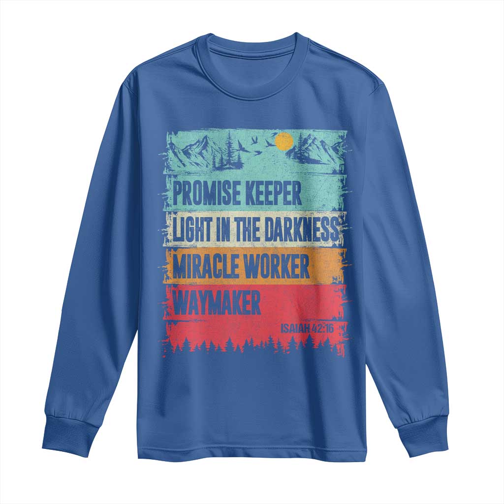 Vintage Christian Worship Long Sleeve Shirt Isaiah 42:16 Waymaker Promise Keeper Miracle Worker - Wonder Print Shop