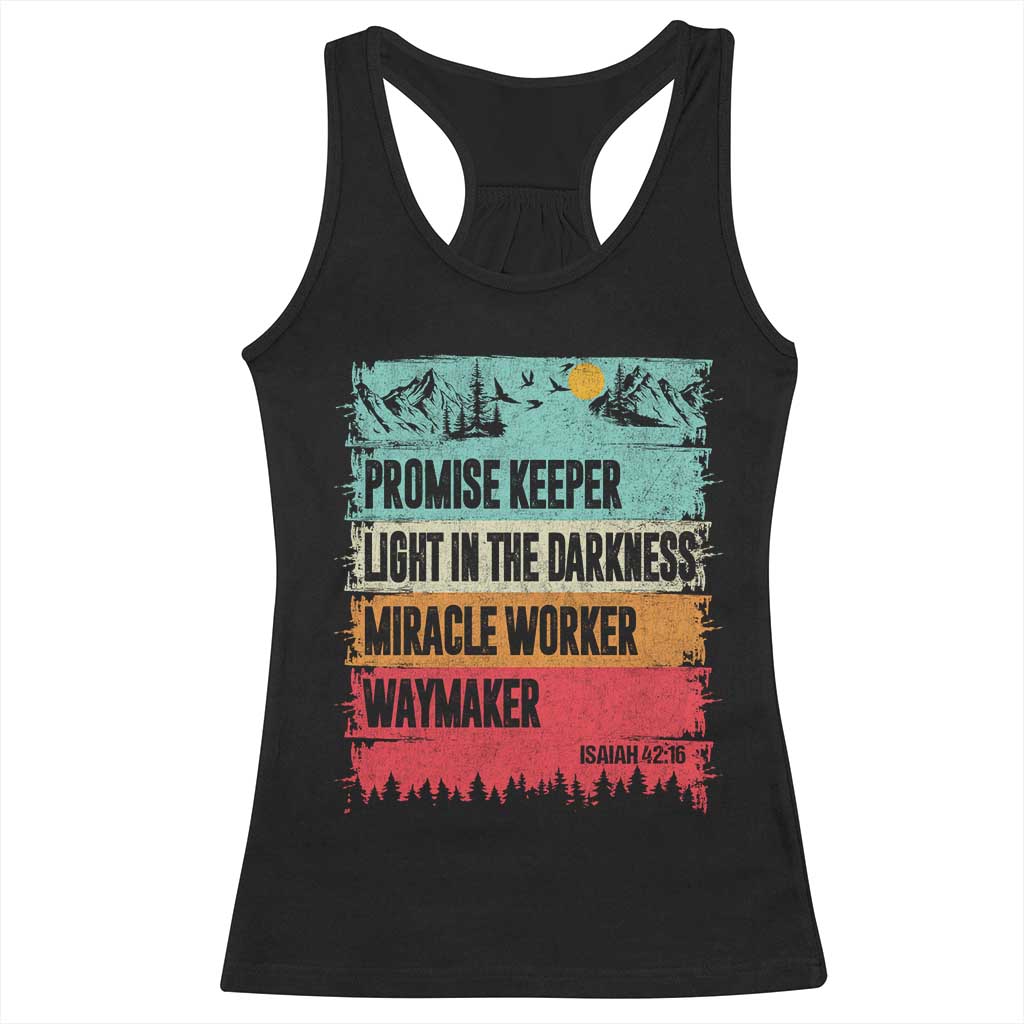 Vintage Christian Worship Racerback Tank Top Isaiah 42:16 Waymaker Promise Keeper Miracle Worker - Wonder Print Shop