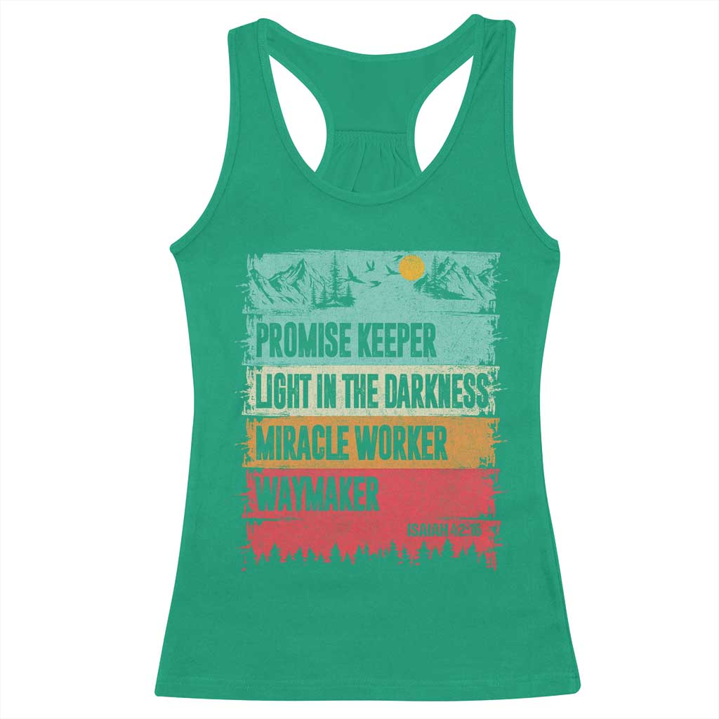 Vintage Christian Worship Racerback Tank Top Isaiah 42:16 Waymaker Promise Keeper Miracle Worker - Wonder Print Shop
