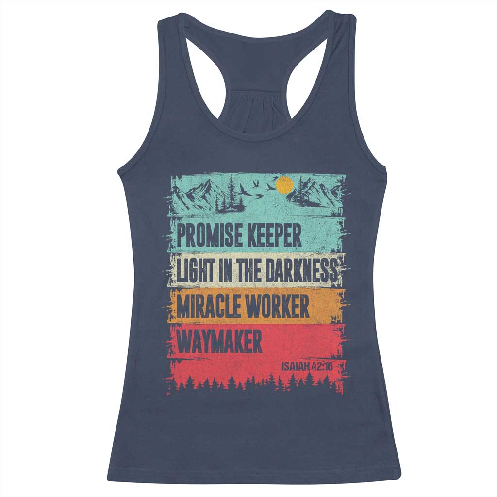 Vintage Christian Worship Racerback Tank Top Isaiah 42:16 Waymaker Promise Keeper Miracle Worker - Wonder Print Shop