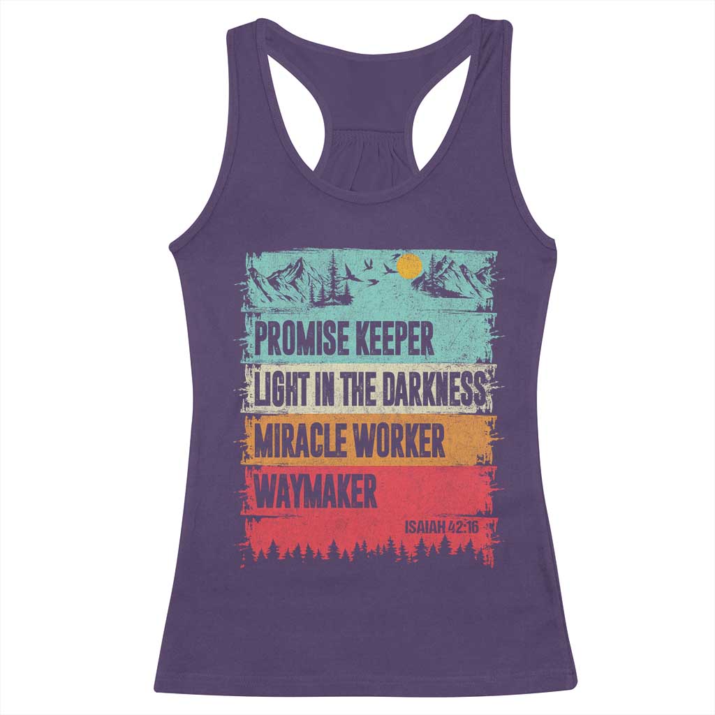 Vintage Christian Worship Racerback Tank Top Isaiah 42:16 Waymaker Promise Keeper Miracle Worker - Wonder Print Shop