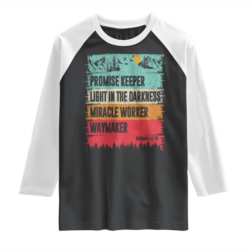 Vintage Christian Worship Raglan Shirt Isaiah 42:16 Waymaker Promise Keeper Miracle Worker - Wonder Print Shop