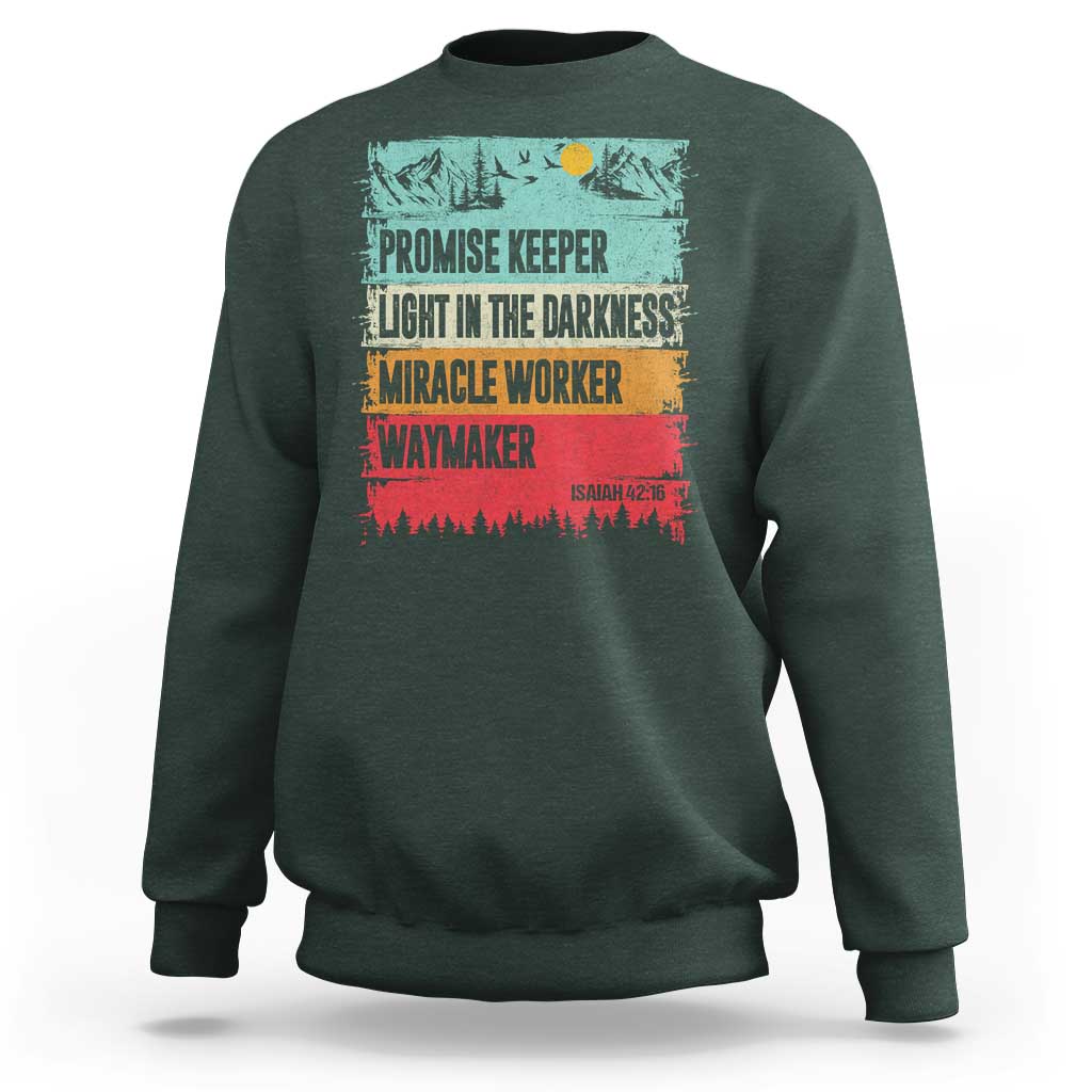 Vintage Christian Worship Sweatshirt Isaiah 42:16 Waymaker Promise Keeper Miracle Worker - Wonder Print Shop