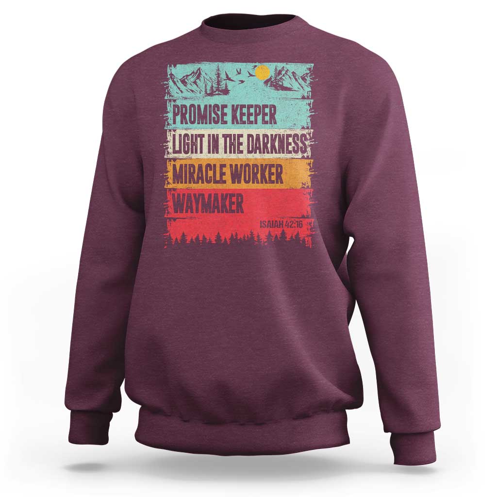 Vintage Christian Worship Sweatshirt Isaiah 42:16 Waymaker Promise Keeper Miracle Worker - Wonder Print Shop