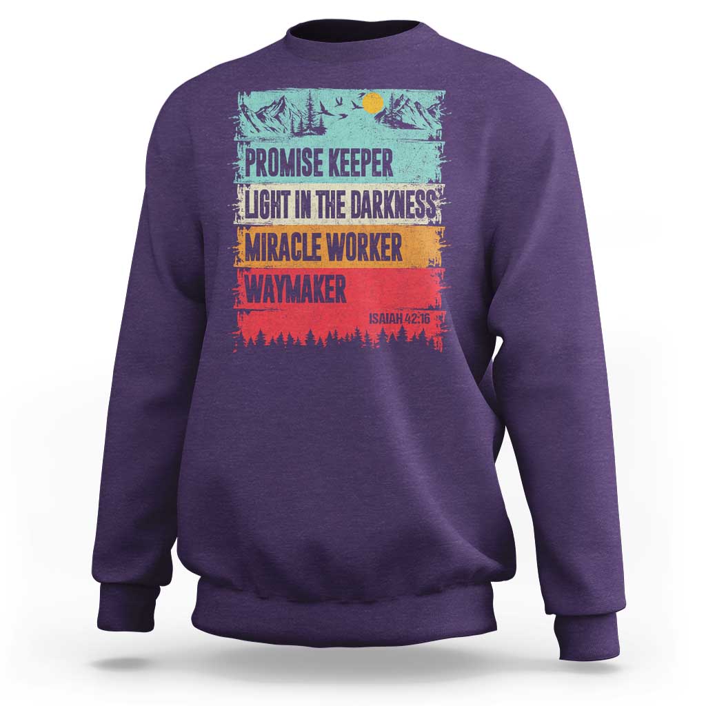 Vintage Christian Worship Sweatshirt Isaiah 42:16 Waymaker Promise Keeper Miracle Worker - Wonder Print Shop