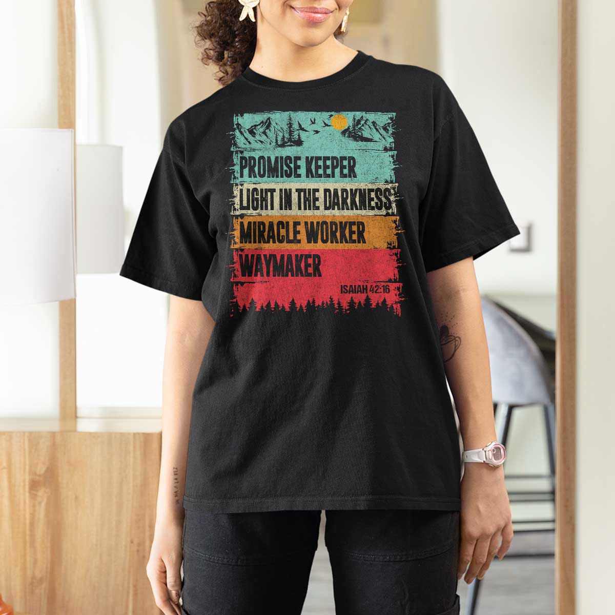 Vintage Christian Worship T Shirt For Women Isaiah 42:16 Waymaker Promise Keeper Miracle Worker - Wonder Print Shop