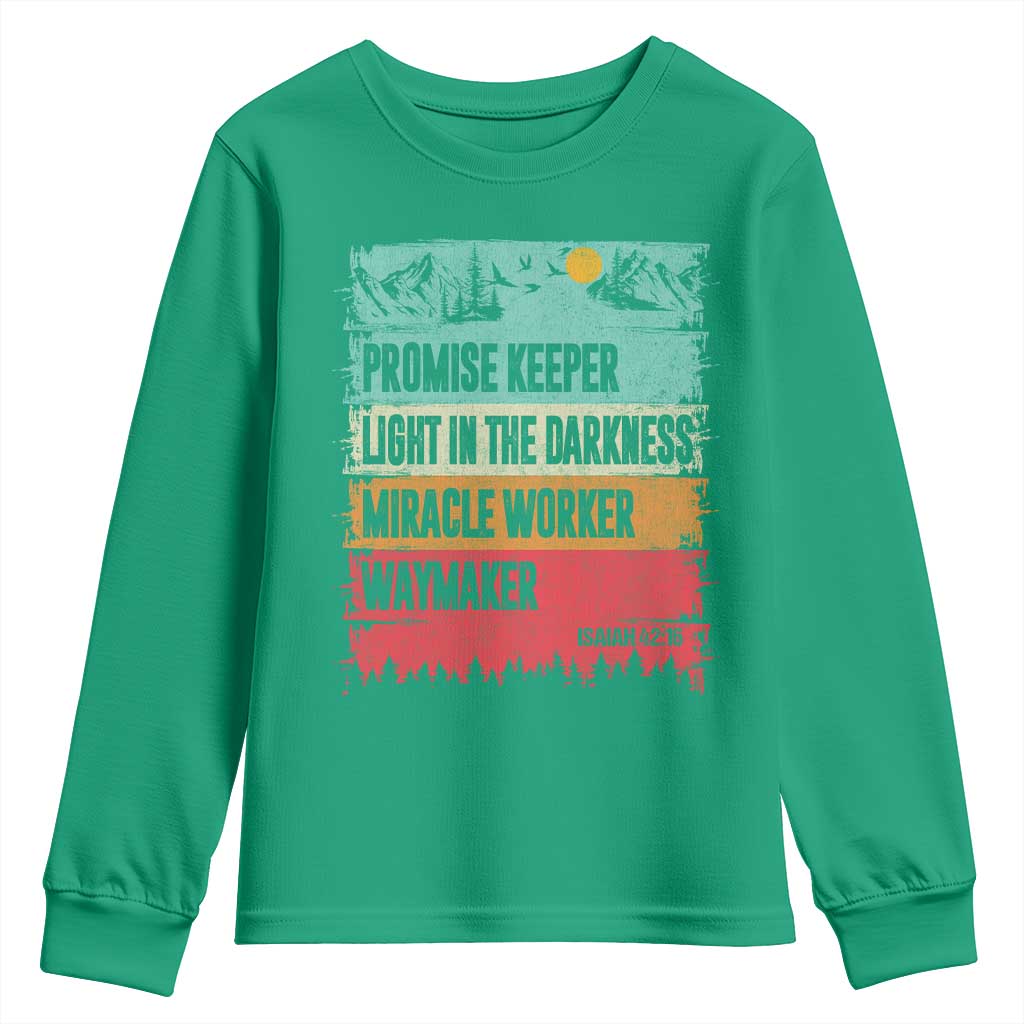 Vintage Christian Worship Youth Sweatshirt Isaiah 42:16 Waymaker Promise Keeper Miracle Worker - Wonder Print Shop