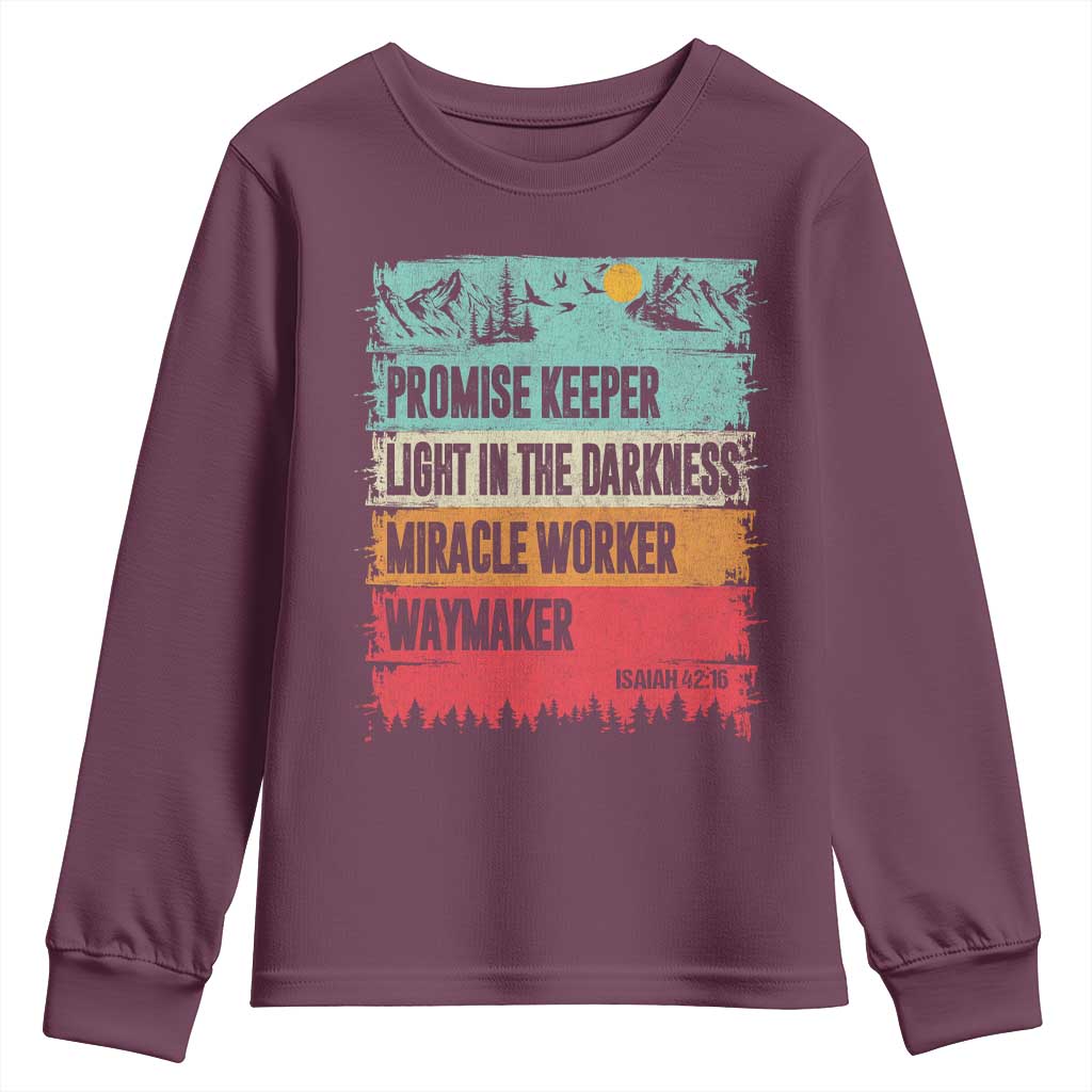 Vintage Christian Worship Youth Sweatshirt Isaiah 42:16 Waymaker Promise Keeper Miracle Worker - Wonder Print Shop
