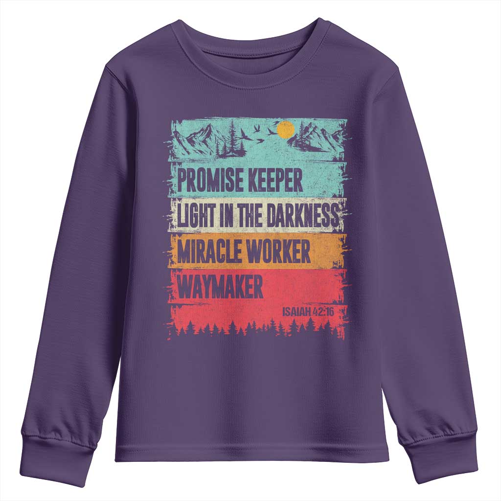 Vintage Christian Worship Youth Sweatshirt Isaiah 42:16 Waymaker Promise Keeper Miracle Worker - Wonder Print Shop