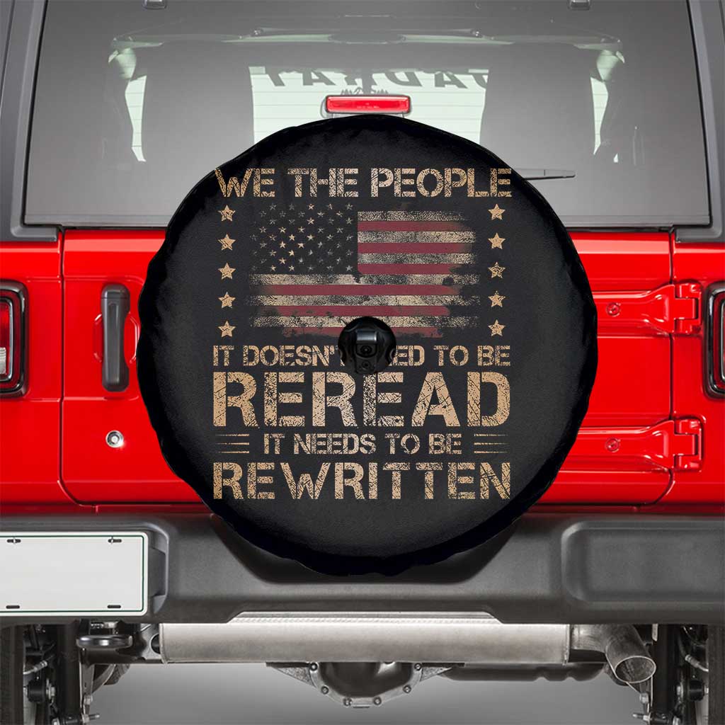 US Flag Constitution Of The USA Needs To Be Reread Spare Tire Cover Patriotic American 4th Of July We The People