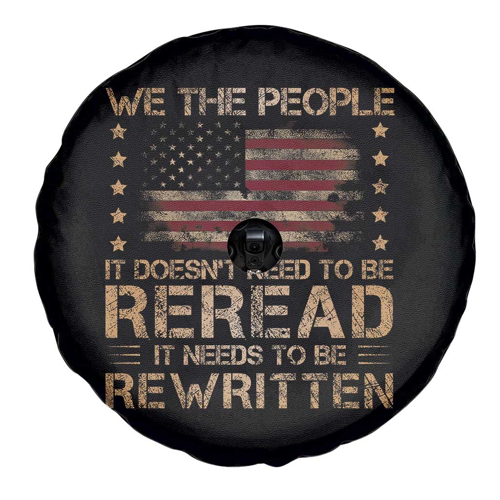 US Flag Constitution Of The USA Needs To Be Reread Spare Tire Cover Patriotic American 4th Of July We The People
