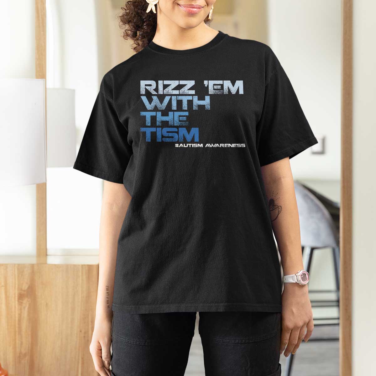 Funny Rizz Em With The Tism T Shirt For Women Meme Autistic Autism Awareness